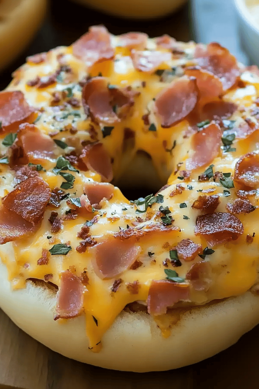 Frühstücks-Pizza Bagel Final Dish Presentation