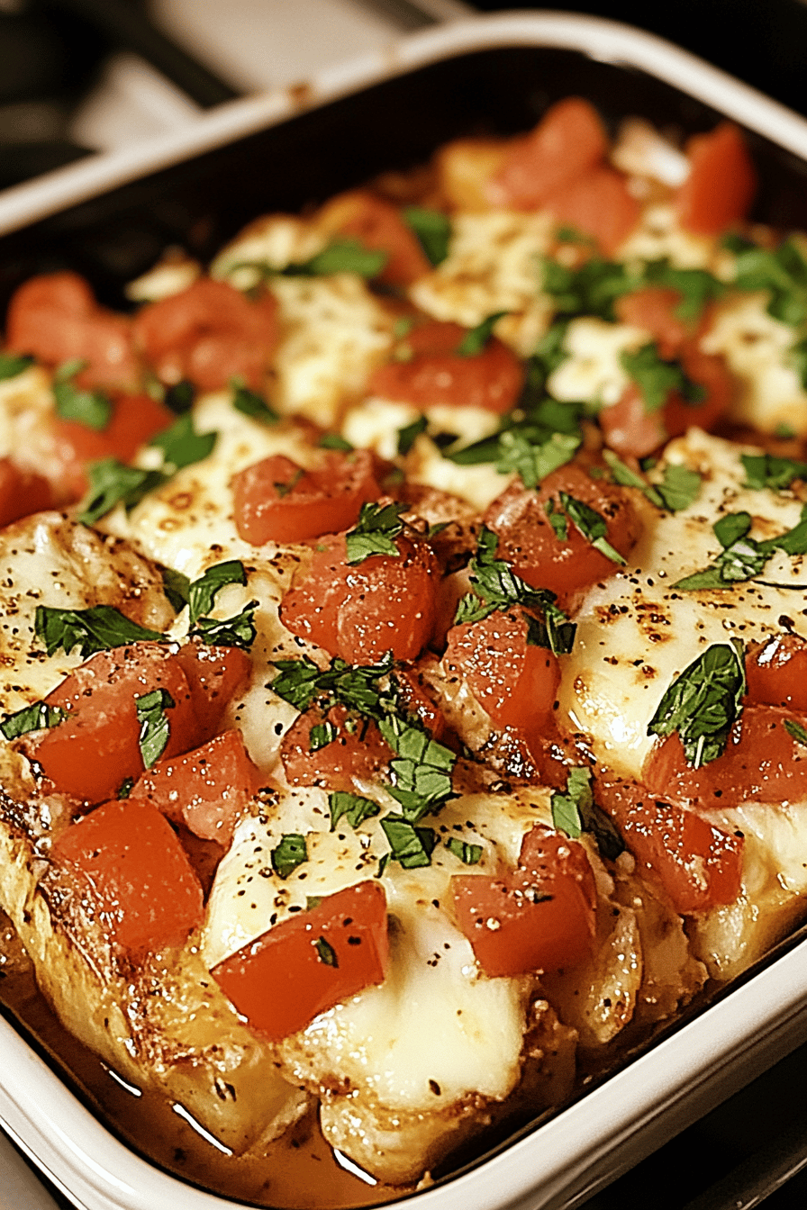 Hähnchen Bruschetta Ovenschotel Final Dish Presentation