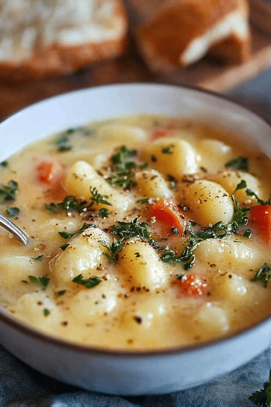 Hähnchen-Gnocchi-Suppe Final Dish Presentation