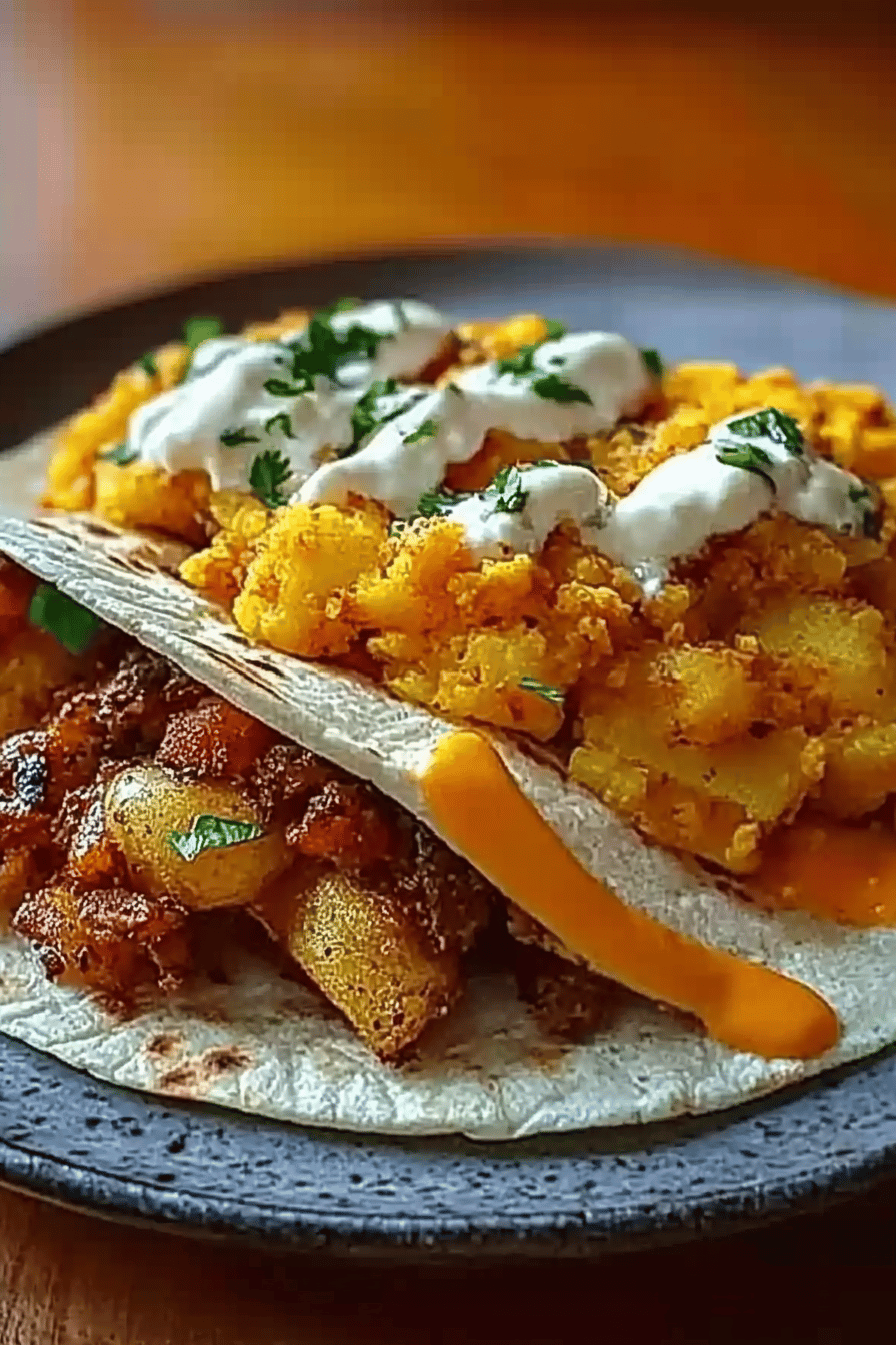 Kartoffel-Ei Käse-Taco Final Dish Presentation