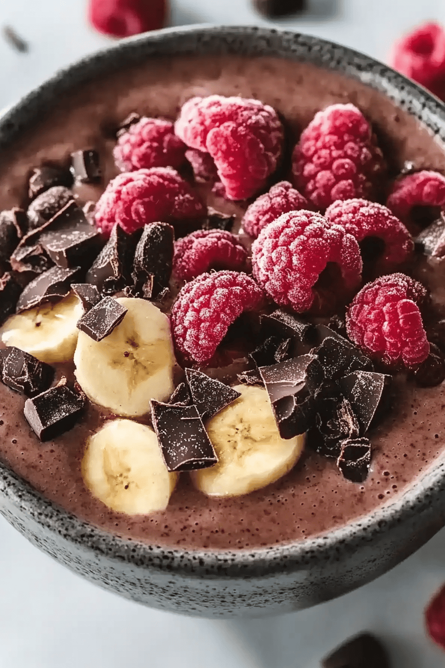 Schoko Himbeer Smoothie Bowl Final Dish Presentation