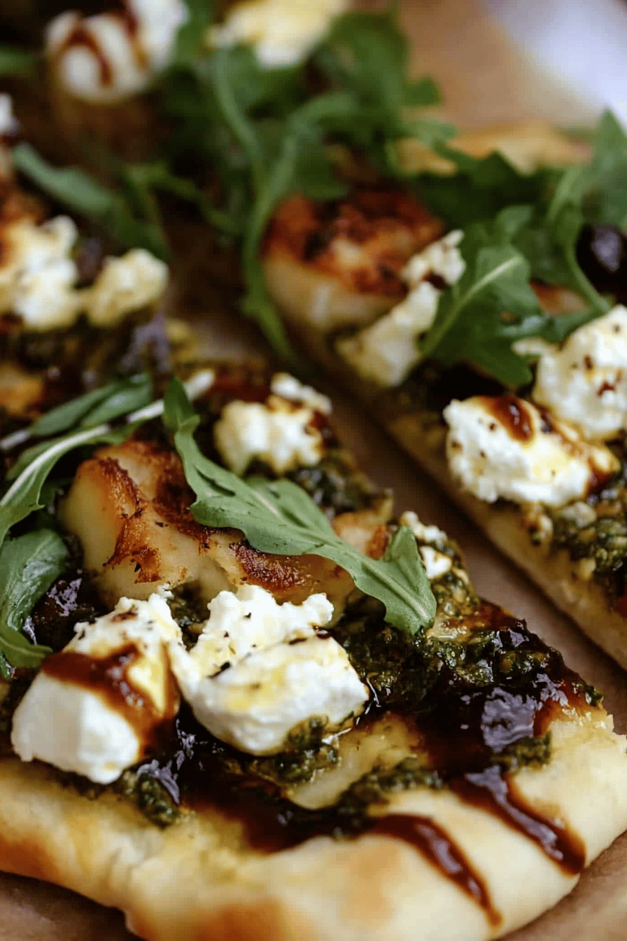 pesto kip flatbread Final Dish Presentation